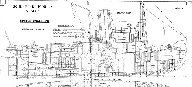 French Steam Tugboat Actif 1939 - Free Ship Plans