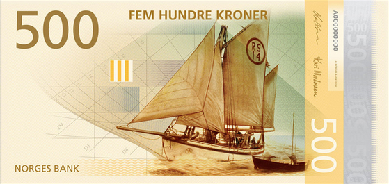 4 norwegian sea theme bank notes