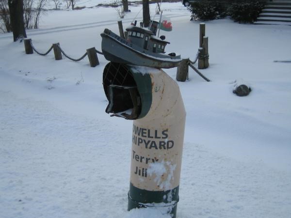 tugboat model ship mailbox