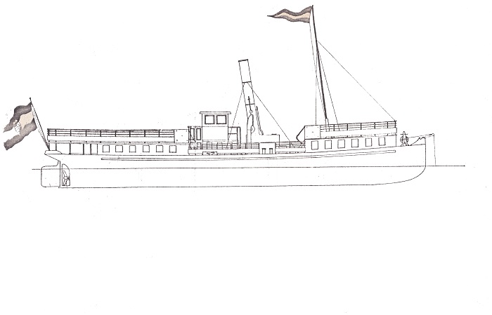 Scale model ship building plans for danube river steamer Margitsziget. 