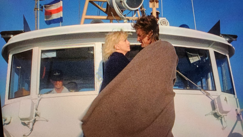 Kurt russell and Goldie Hawn on movie overboard. The scene was shot onboar uscg point evans